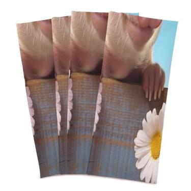 Imagem de Wassud Toalhas de cozinha Pretty Little Pig Toalhas de prato de cozinha pacote com 4 panos de prato macios com laço para pendurar toalha de mão de secagem rápida super absorvente toalhas de chá de