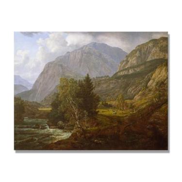 Imagem de NHLDZYH J.C. Dahl Reprodução de arte famosa, arte em tela de paisagem romântica nórdica, decoração de parede elegante para sala de estar e escritório. (paisagem 10). 30x40cm-11,8x15,7 pol. Somente