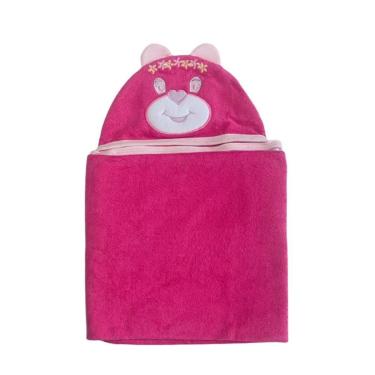 Imagem de Bicho Molhado Toalha com Capuz Bordada Ursinha Pink-Feminino
