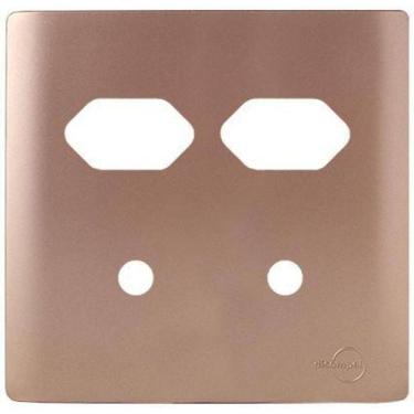 Imagem de Placa 2 Tomadas + 2 Furo Com Suporte 4X4 -Novara Ouro Rose