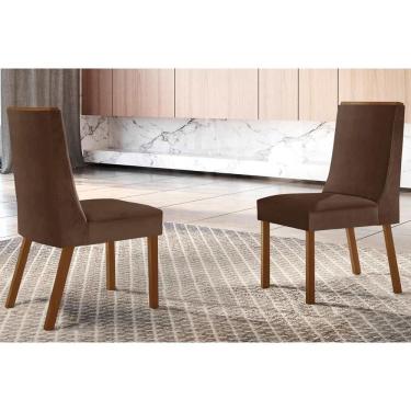 Imagem de Cadeira de Cozinha Dakota Kit 2 Un Imbuia - Naturalle/Suede Marrom - Rufato