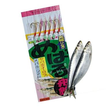 Imagem de Isca Artificial Fluorescente Sabiki 6 Anzois Rio Lago Acude Sardinha Porquinho Corvina Xerelete Pesca Noturna Esportiva