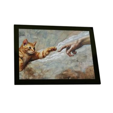 Imagem de Quadro Decorativo Engraçado Gato Criação De Adão Pintura Decoração Poster Quarto Sala