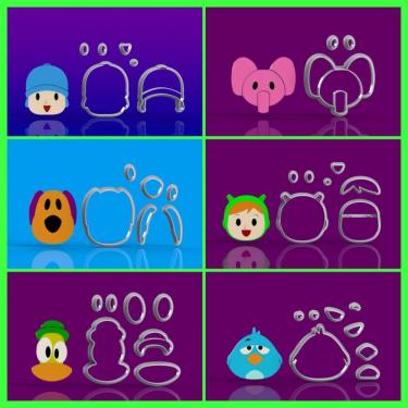 Imagem de Cortador Kit Pocoyo 6 Modelos Modulares Tamanho 5Cm