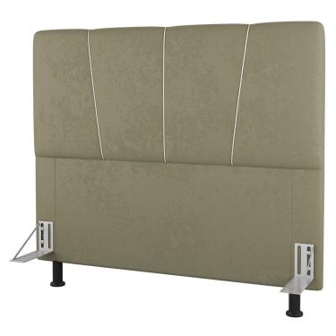 Imagem de Cabeceira Cama Box Casal Queen Size Amber 160cm Estofada Sintético Bege - Abmaza