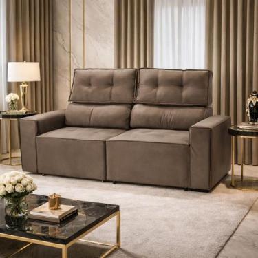 Imagem de Sofá Para Sala Reclinavel Estofado Price 180cm Suede Rato - Star Confo