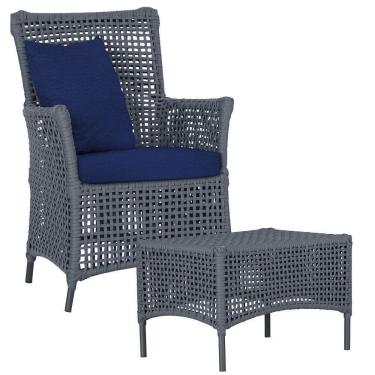 Imagem de Poltrona E Mesa Igapó Em Alumínio Preta Corda Náutica E10 Prata