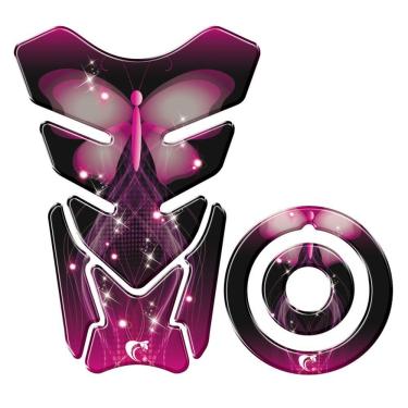 Imagem de Adesivo Protetor Tanque E Bocal Moto Yamaha Borboleta Rosa