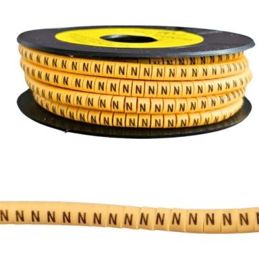 Imagem de Anilha Letra N Identificador Cabos Fios 2,5mm a 4mm 1000 Pçs - Stark E