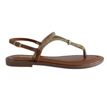 Imagem de Sandália Rasteira Akazzo Adulta Feminina Confortável Casual, Whiski, 3