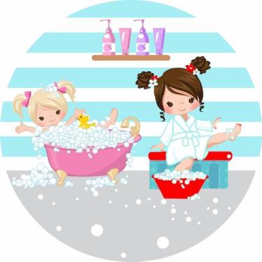 Imagem de Painel de Lona Redondo Spa Meninas Banheira - Fabrika De Festa, 100x10