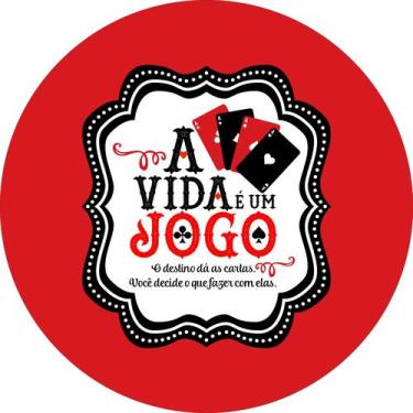 Imagem de Painel de Lona Redondo A Vida e Um Jogo Cartas - Fabrika de Festa, 130
