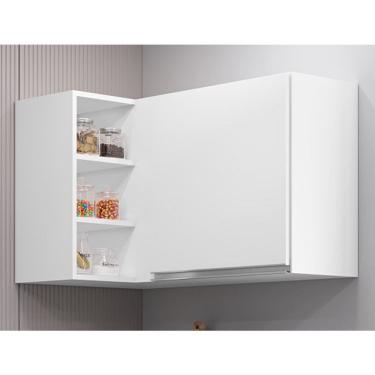 Imagem de Armário Aéreo de Canto Beatriz 90cm 1 Porta e 3 Nichos Branco Maderatto Móveis