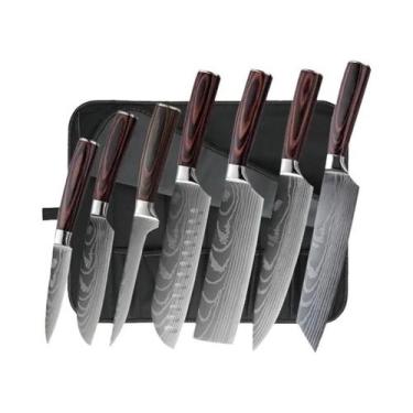 Imagem de Conjunto De Facas De Chef Profissionais Em Aço Inoxidável Damasco a La