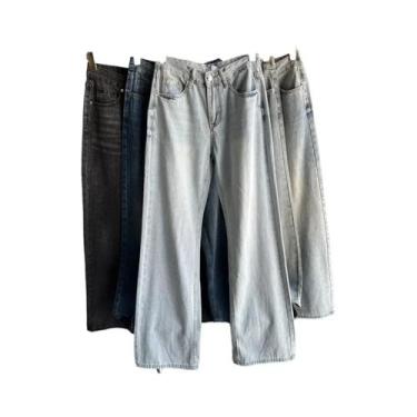 Imagem de Calça Jeans Feminina Y2K Clássica Reta De Cintura Alta Lavada Outono I