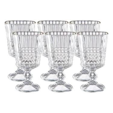 Imagem de Conjunto 6 Taças De Vinho Vidro Listrado 360Ml - Shop Mix