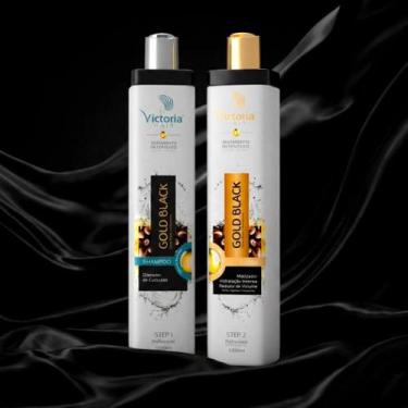 Imagem de Kit SemiDefinitiva Gold Black Victoria Hair Cosméticos Profissional 1L