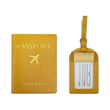 Imagem de Conjunto De Capa Para Passaporte E Etiqueta De Bagagem Em Couro PU, Id
