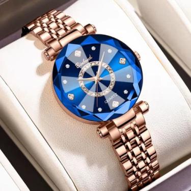 Imagem de Relógio Binbond Rosé Pulseira Aço Zircônia Fina De Dama