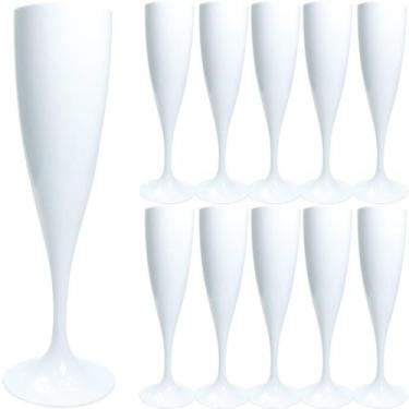 Imagem de 12 Taça Champanhe Branca Lisa Acrilica 170Ml Alta Qualidade - Jlk Plas