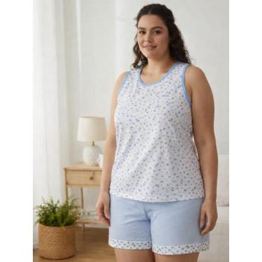 Imagem de Pijama Plus Size Short Doll Bermudoll Feminino Verão Senhora Regata - 