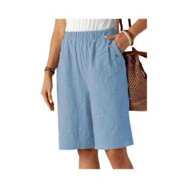 Imagem de Shorts Femininos De Cintura Alta De 5 Polegadas Para O Verão, Cor Sóli