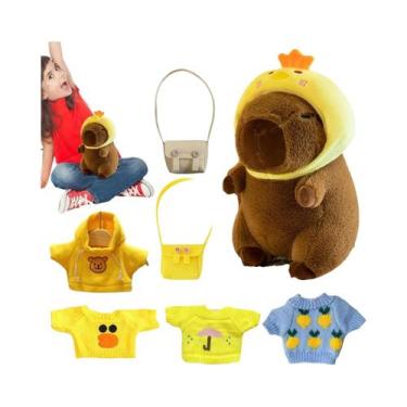 Imagem de Conjunto De Brinquedos De Pelúcia Capivara Com Roupas E Acessórios Par