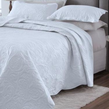 Imagem de Cobre Leito Colcha Solteiro Pratika Dupla Face 02 Peças - Branco - 100