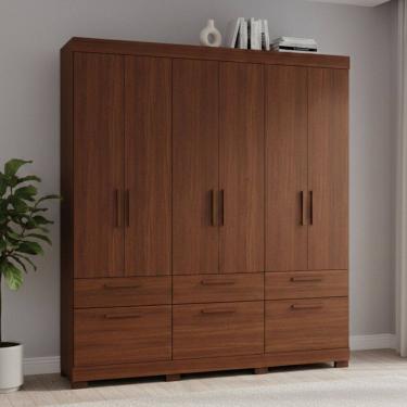 Imagem de Guarda-roupa Casal 7 Portas 5 Gavetas com Pés 192cm 100% Mdf Coimbra Espresso Móveis Jequitiba