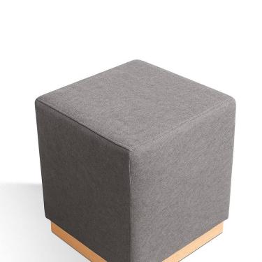 Imagem de Puff para Sala de Estar Linho 47x50cm Leti Cinza