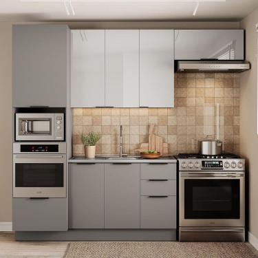 Imagem de Cozinha Telasul Lumina 4 Peças com Paneleiro para Forno e Micro 7 Portas e 4 Gavetas Cinza