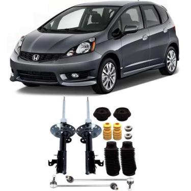 Imagem de Amortecedor + Kit Batente + Bieleta Honda New Fit Dianteira 2009 Até 2