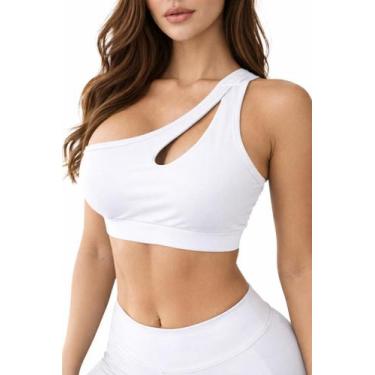 Imagem de Top de um ombro gota tecido suplex de academia COR:BRANCOTAMANHO:GG - 
