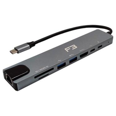 Imagem de Adaptador Type-C USB C 8 em 1 HDMI USB Micro SD LAN JC-TYC-860 F3