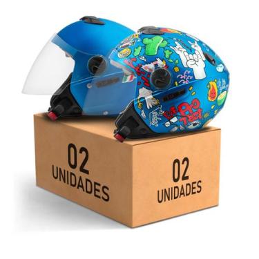 Imagem de Kit capacete aberto protork new atomic elite + new atomic universe - P