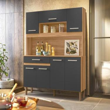 Imagem de Cozinha Compacta Magazin 120 7 Portas 1 Gaveta Freijó/Chumbo - Nicioli