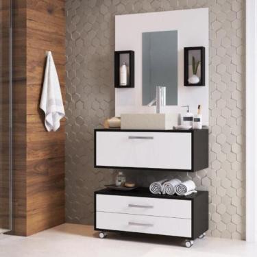 Imagem de Kit Gabinete de Banheiro Balcão Class Conjunto 60cm com Cuba - Outlet 