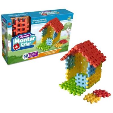 Imagem de Brinquedo Blocos de Montar e Criar com 60 Peças - Cometa - Brinquedos 