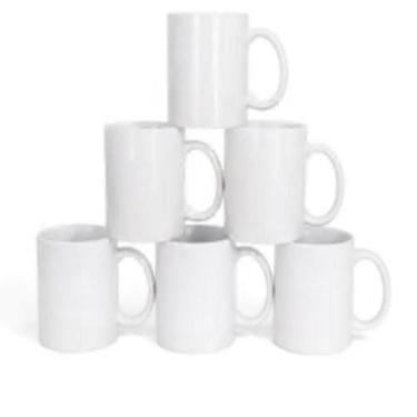 Imagem de Kit 6 Ceramica Branca Caneca 325ml Conjunto Porcelana Classe Aaa Dtf U