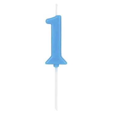 Imagem de Vela de Aniversário Número 1 Azul 4,5 cm Silver Plastic