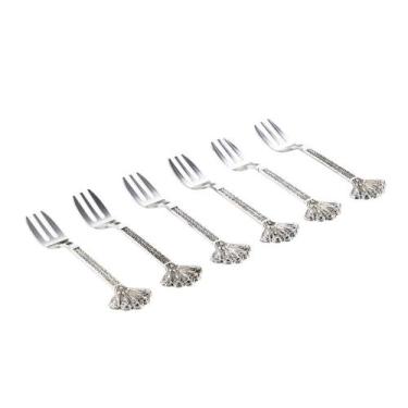 Imagem de Conjunto de 6 Garfos para Bolo em Zamac Prata Pavão - Lyor