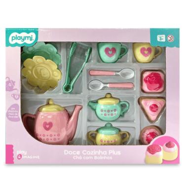 Imagem de Kit de Brinquedo Doce Cozinha Plus Chá com Bolinhos Faz de Conta Play & Imagine Cardoso Toys