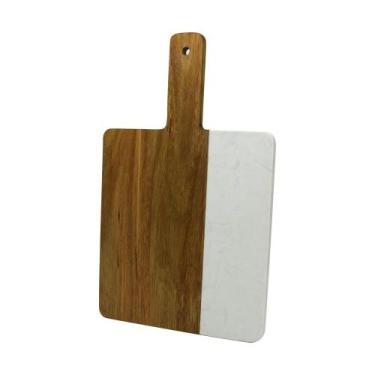 Imagem de Tábua Retangular Pequena 37x23cm Acácia Mármore - MImo Style