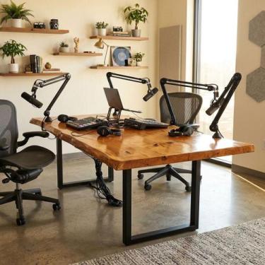 Imagem de Mesa Reunião 6 Lugares Podcast 2,30m x 1,15m em Madeira Maciça Natural