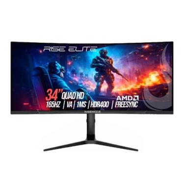 Imagem de Monitor Gamer Curvo Rise Mode Elite 34 QHD 2K 165hz VA 1ms HDMI Displa