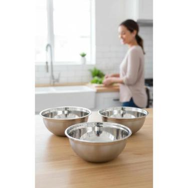 Imagem de 2x Kit 3 Tigelas Inox 20cm Multiuso 1.5L Saladeira Preparo R - Congrat