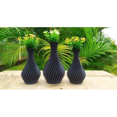 Imagem de Vasos para Plantas Artificais - Jarro Espiral Decoração Sala - sem mar