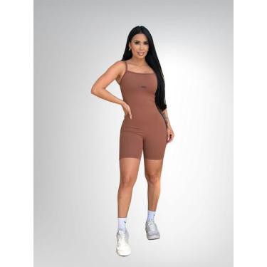 Imagem de Macacão Fitness Feminino Curto Poliamida Modelador Compressão para Tre