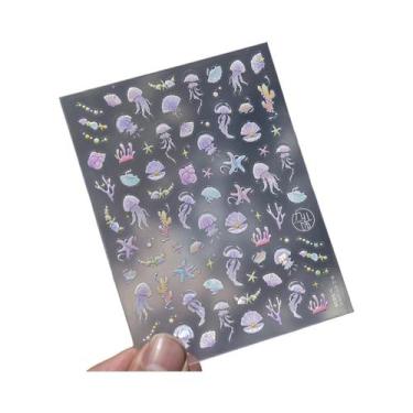 Imagem de Adesivos De Unha 3D De Estrela-do-mar Fofos, Decorações Adesivas De Bo
