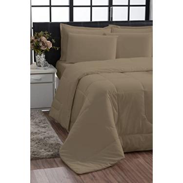 Imagem de Kit Edredom Queen Jogo de Cama 100% Algodão 200 fios (Capuccino)